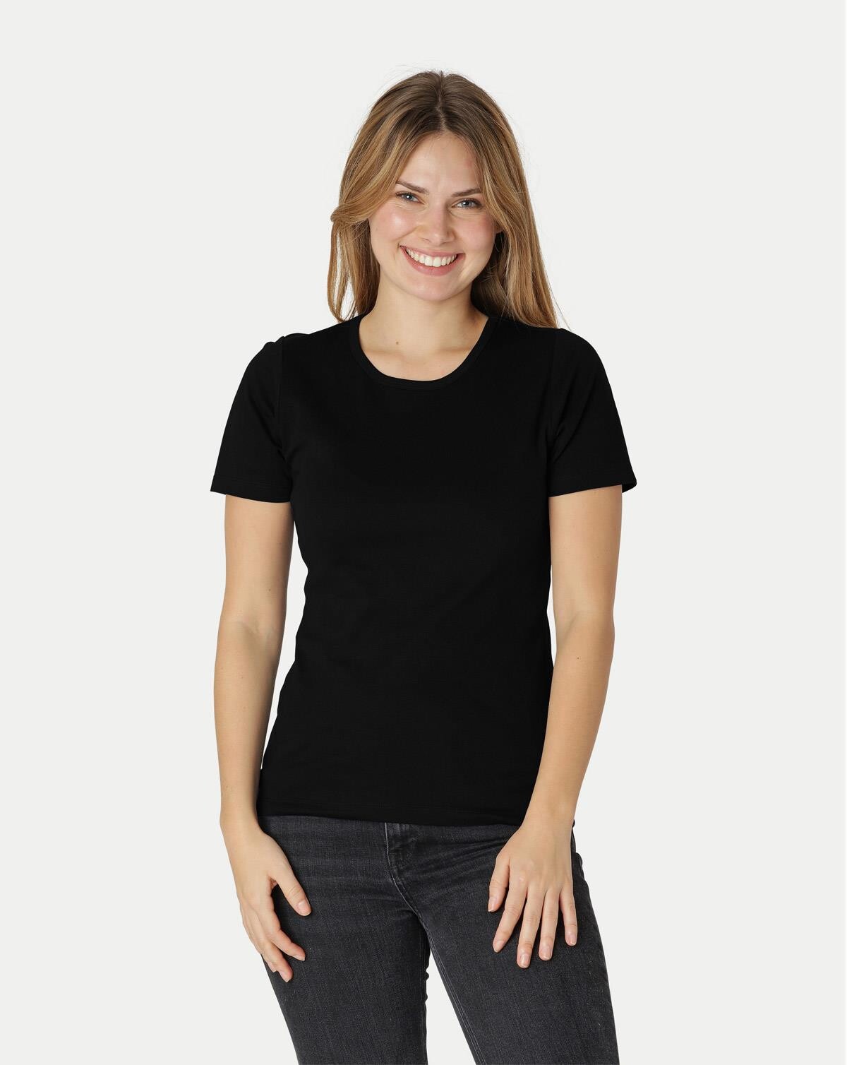 Neutral Økologisk - Dame Interlock T-shirt (Sort, XS)
