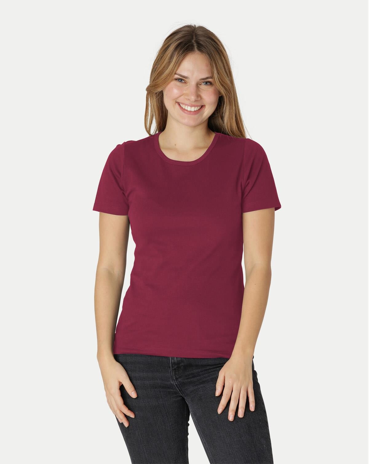 Neutral Økologisk - Dame Interlock T-shirt (Bordeaux, XS)