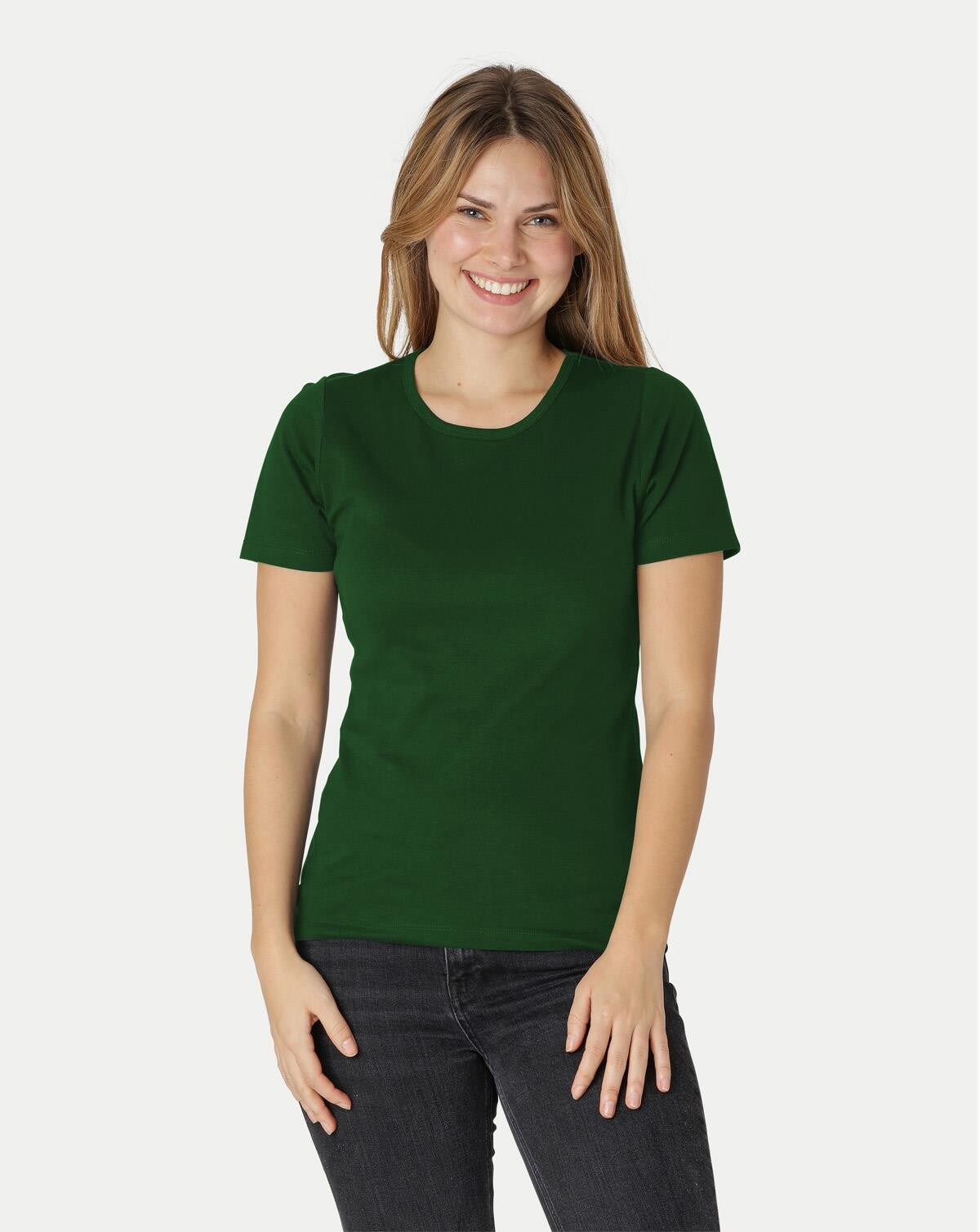 Neutral Økologisk - Dame Interlock T-shirt (Flaskegrøn, M)