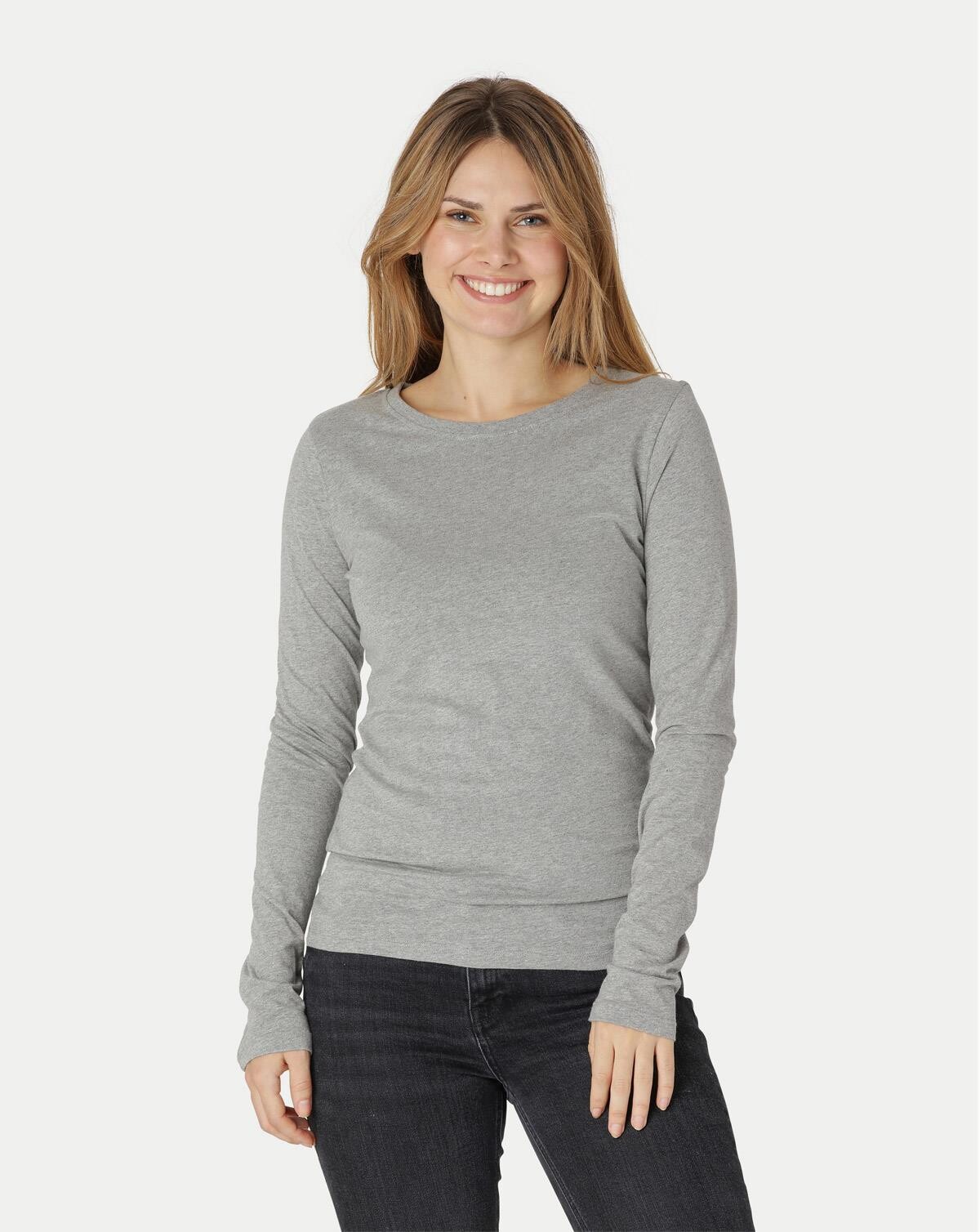 Neutral Organic - Ladies Long Sleeve T-shirt (Grå Meleret, 2XL)