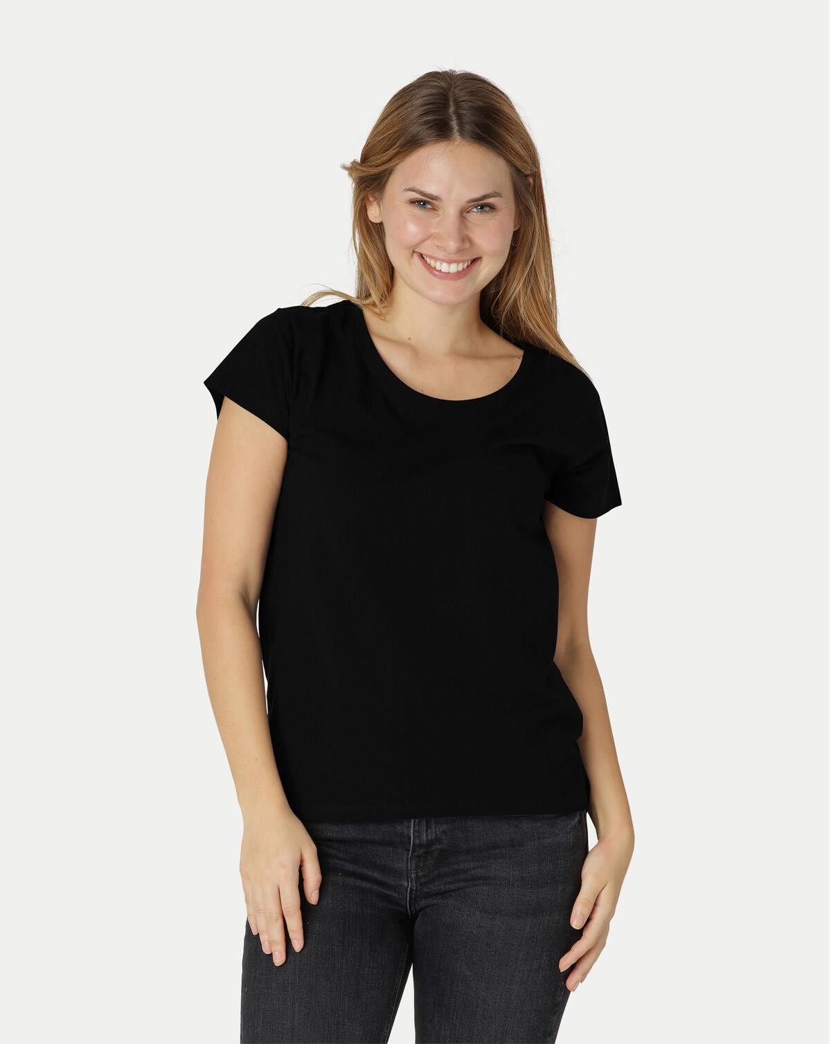 Billede af Neutral Organic - Ladies Loose Fit T-shirt Blue / White Striped (Sort, 2XL)