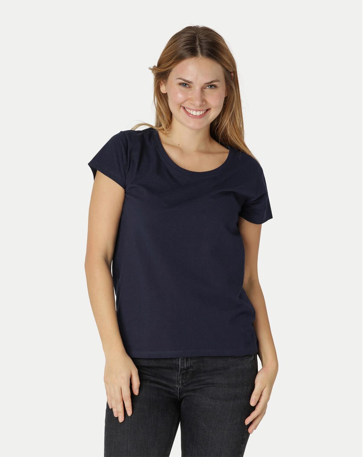 Billede af Neutral Organic - Ladies Loose Fit T-shirt Blue / White Striped (Navy, S)