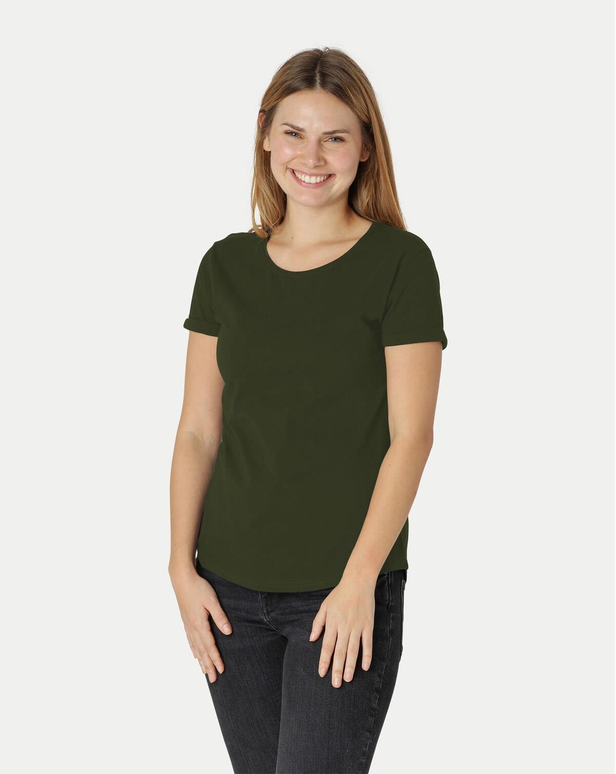 Neutral Organic - Ladies Roll Up Sleeve T-shirt (Oliven, XL)