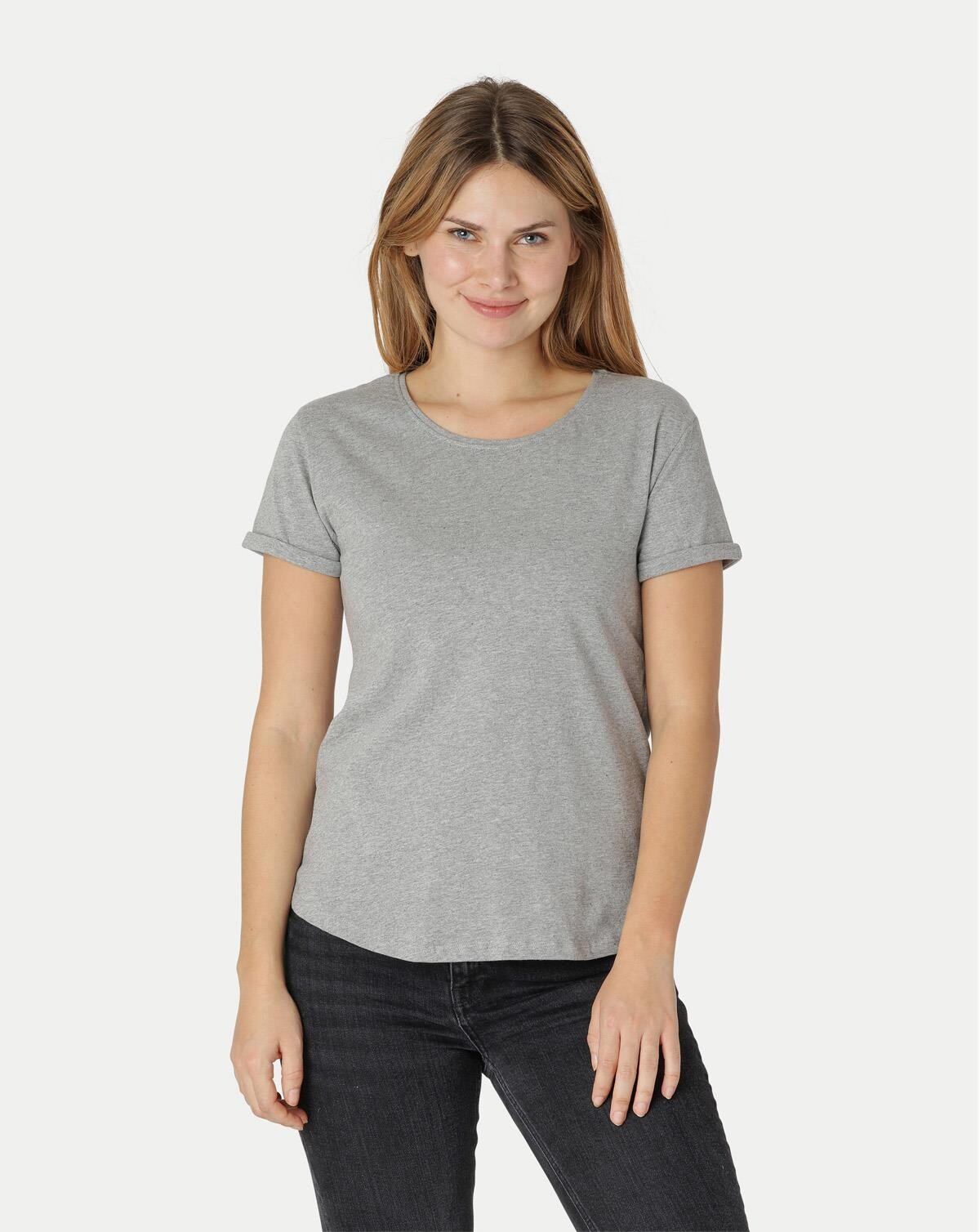 Neutral Organic - Ladies Roll Up Sleeve T-shirt (Grå Meleret, XL)