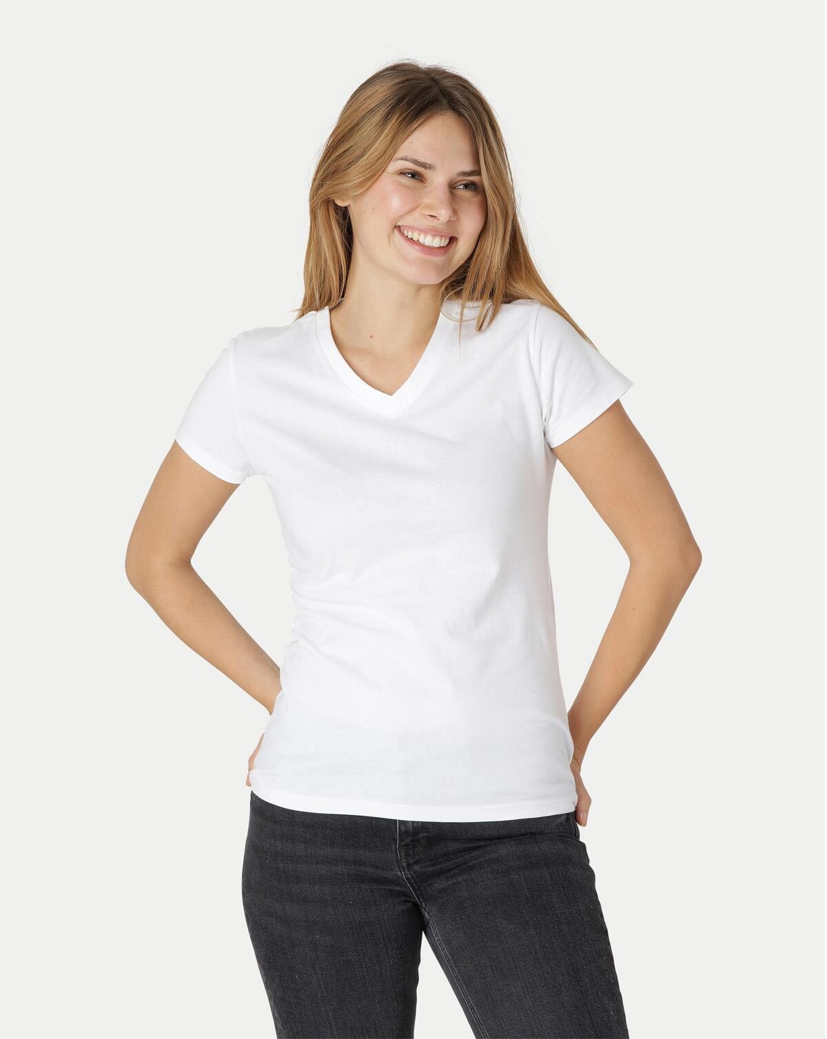 Billede af Neutral Organic - Ladies Fitted V-neck T-shirt (Hvid, L)