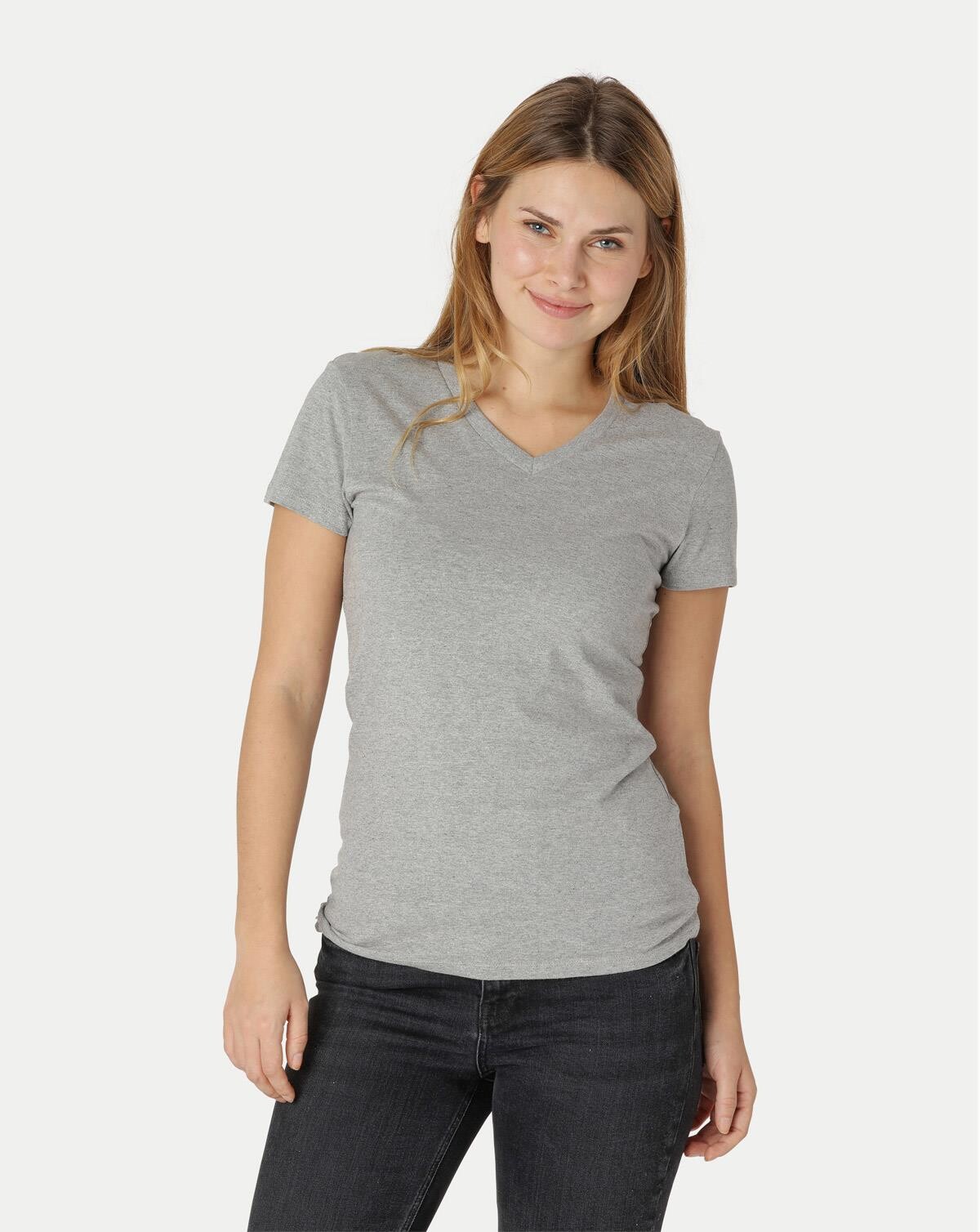 Billede af Neutral Organic - Ladies Fitted V-neck T-shirt (Grå Meleret, M)