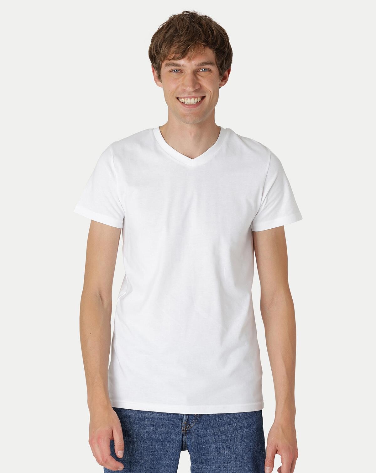 Billede af Neutral Organic - Mens Fitted V-neck T-shirt (Hvid, S)