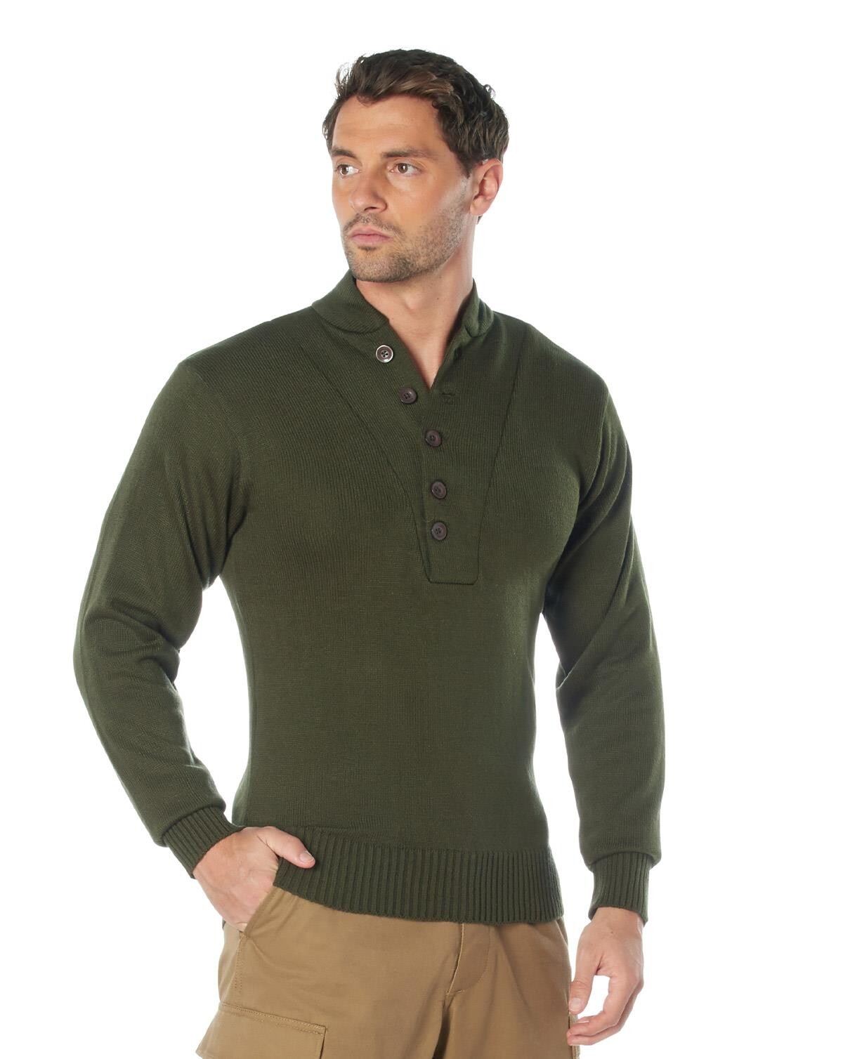 #2 - Rothco 5-button U.S. Sweater (Oliven, M)