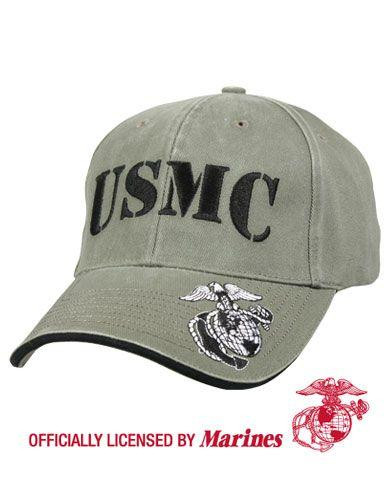 Rothco Baseball Cap m. USMC (Oliven m. Marines, One Size)