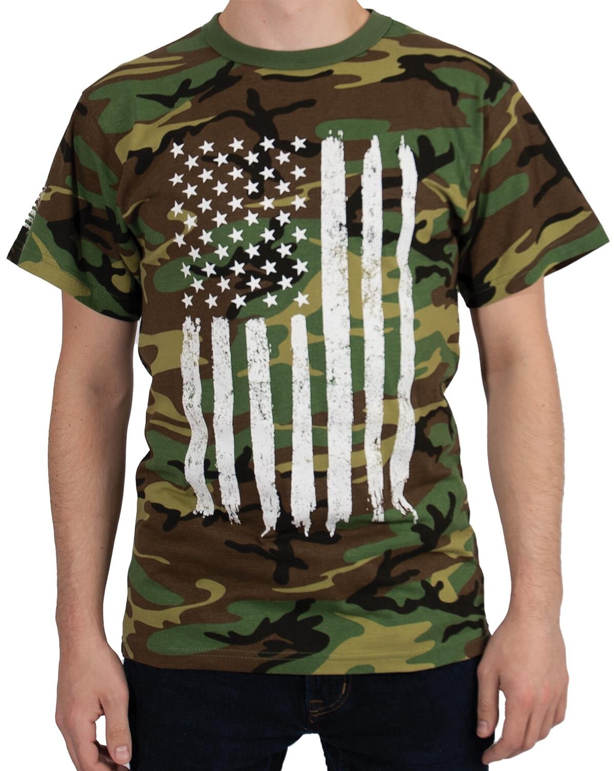 Rothco Camo US Flag T-Shirt (Woodland, L)