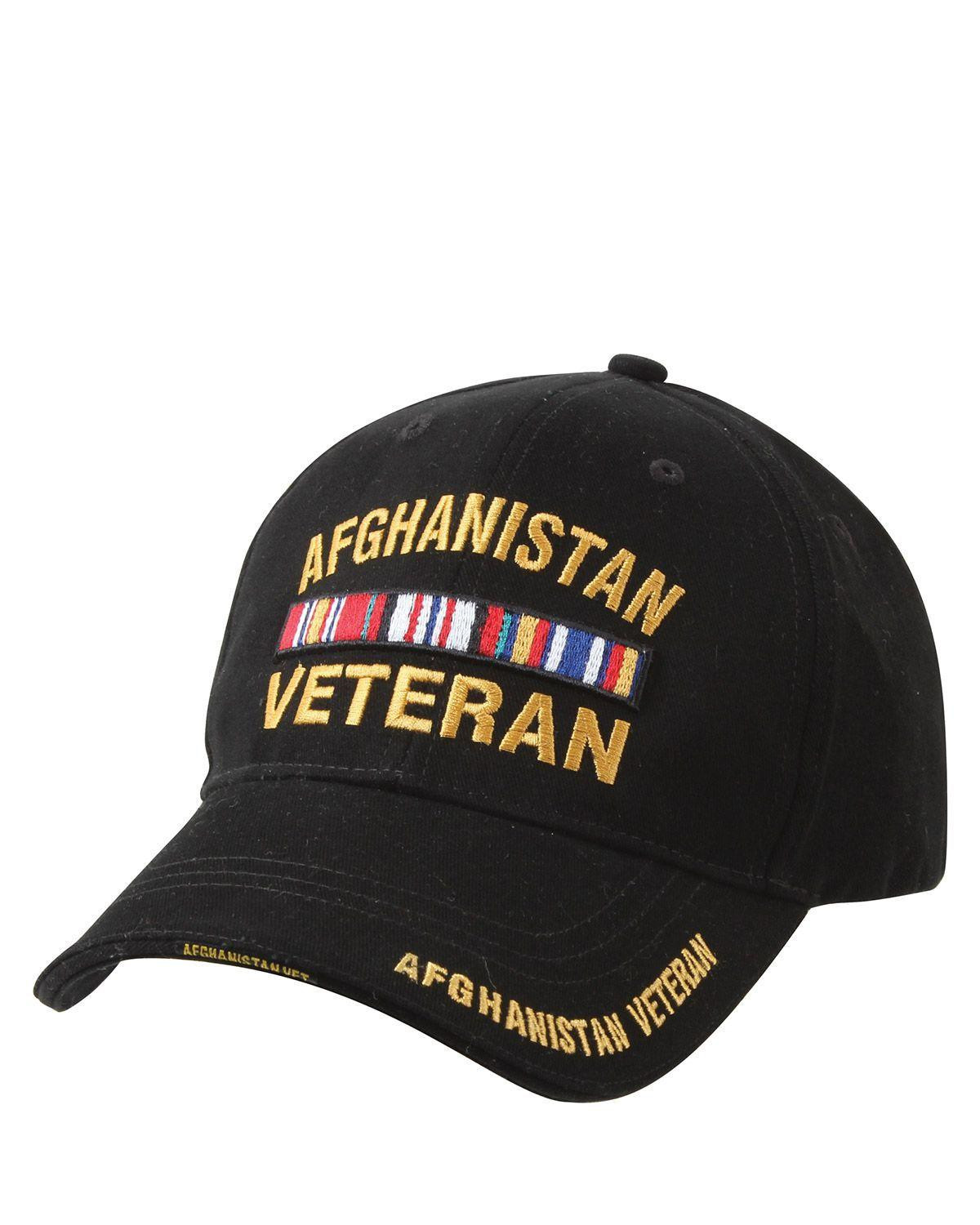 Rothco Deluxe Low Profile Cap (Sort m. Afghansk Veteran, One Size)