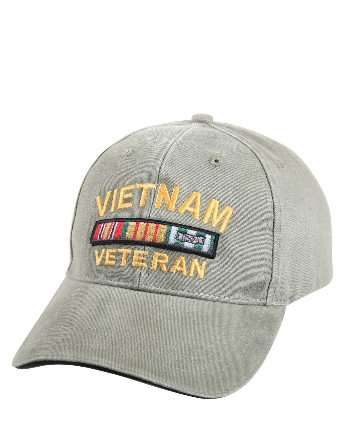 Rothco Deluxe Vintage Baseball Cap - Vietnam Veteran (Oliven m. Vietnam Veteran, One Size)