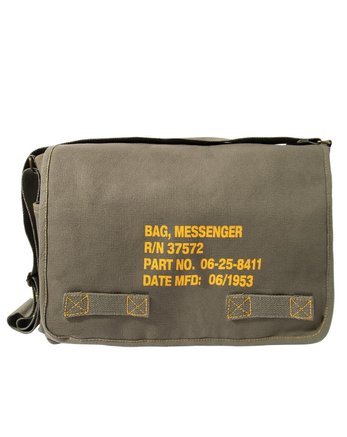 4: Rothco Heavyweight Canvas Classic Messenger Bag With Military Stencil (Oliven, One Size)