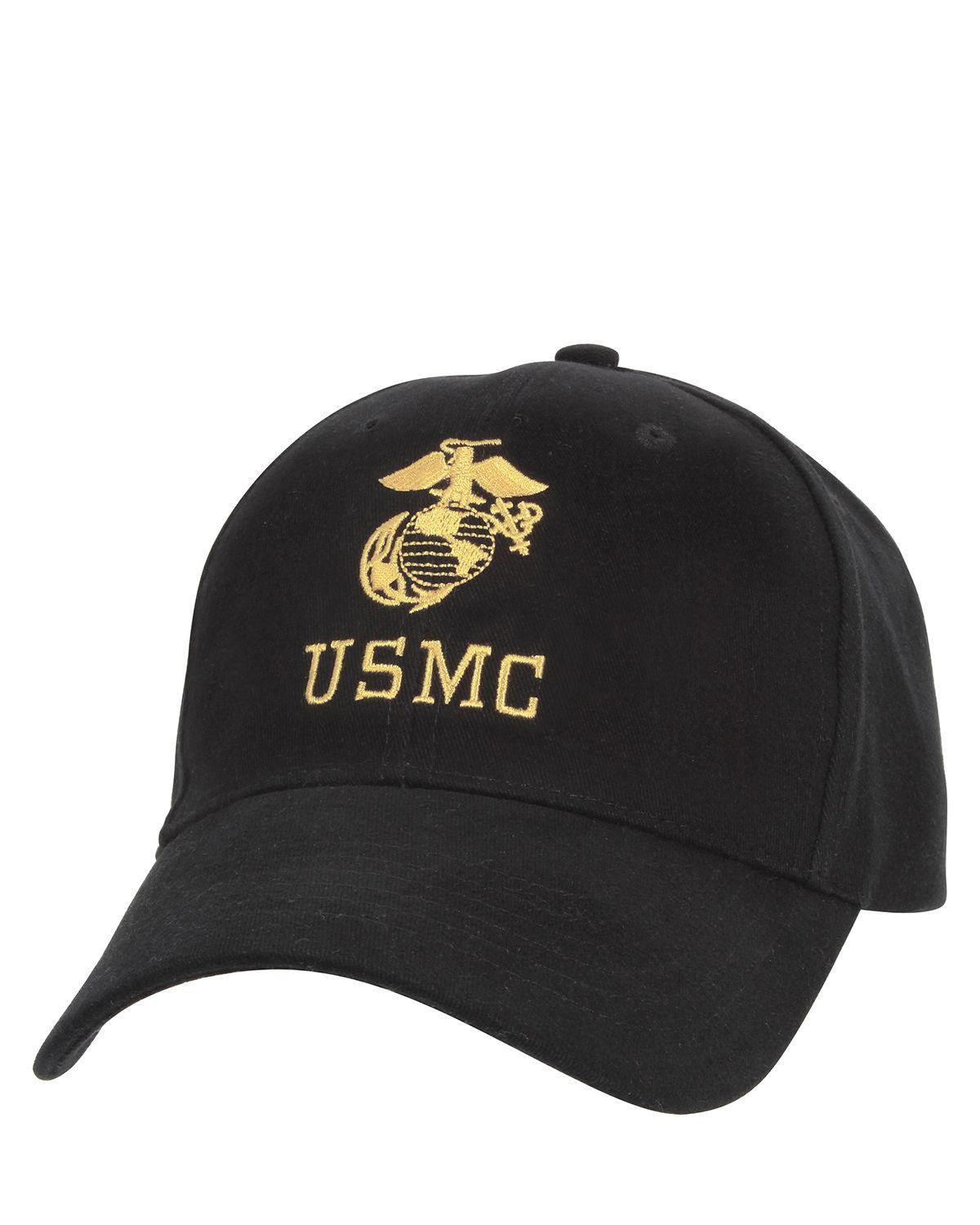 #3 - Rothco Kasket m. USMC-logo (Sort, One Size)