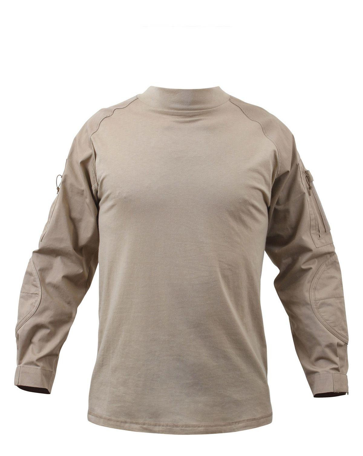 Rothco Langærmet T-Shirt - Kampskjorte (Khaki, M)