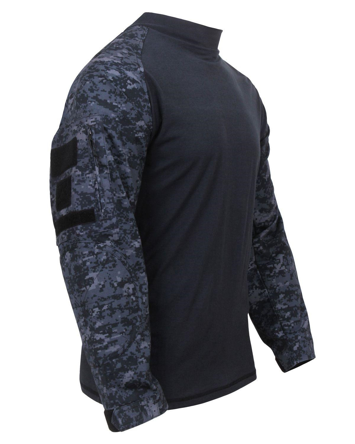 Rothco Langærmet T-Shirt - Kampskjorte (Digital Midnat Camo, XL)