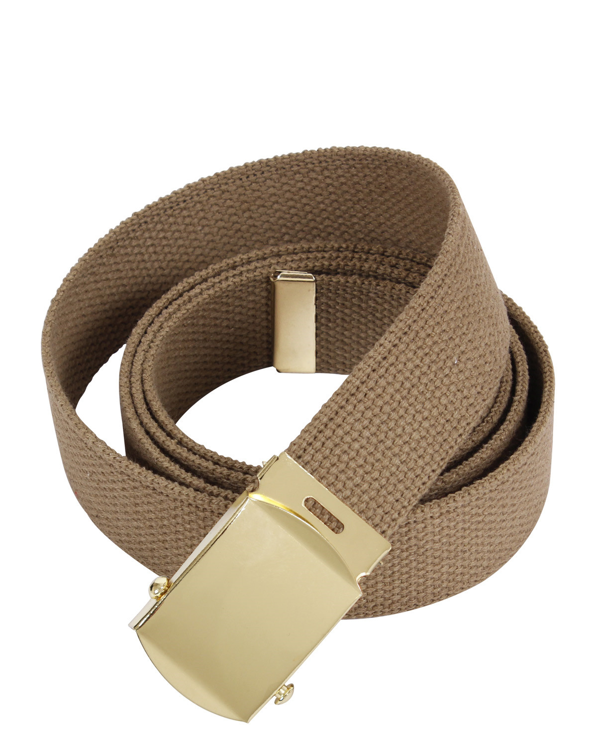 Rothco Military Bælte - 135 cm (Coyote Brown m. Guld Spænde, One Size)