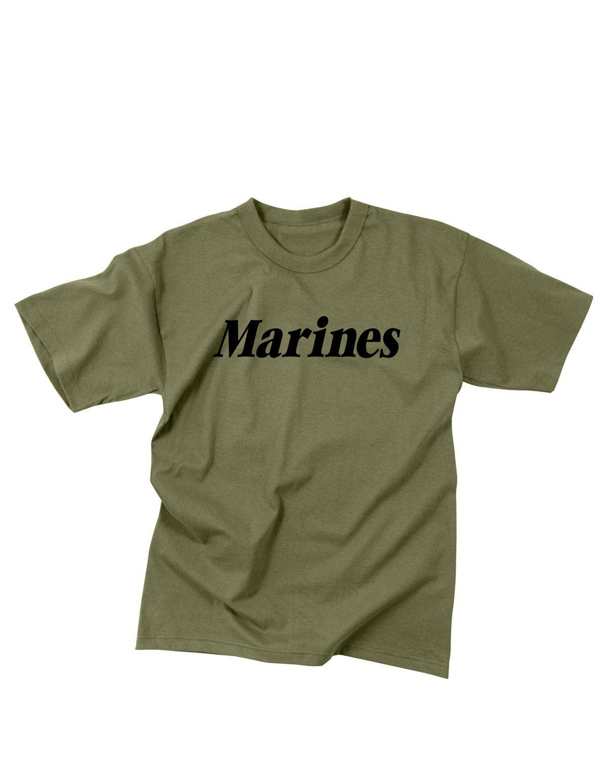 Rothco Physical Training T-shirt (Oliven m. Marines, XL)