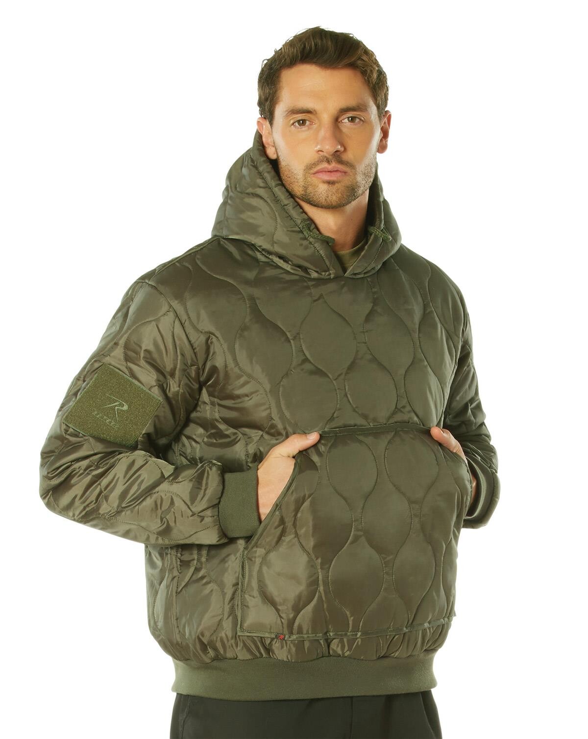 Rothco Quilted Woobie Hooded Sweatshirt (Oliven, M)
