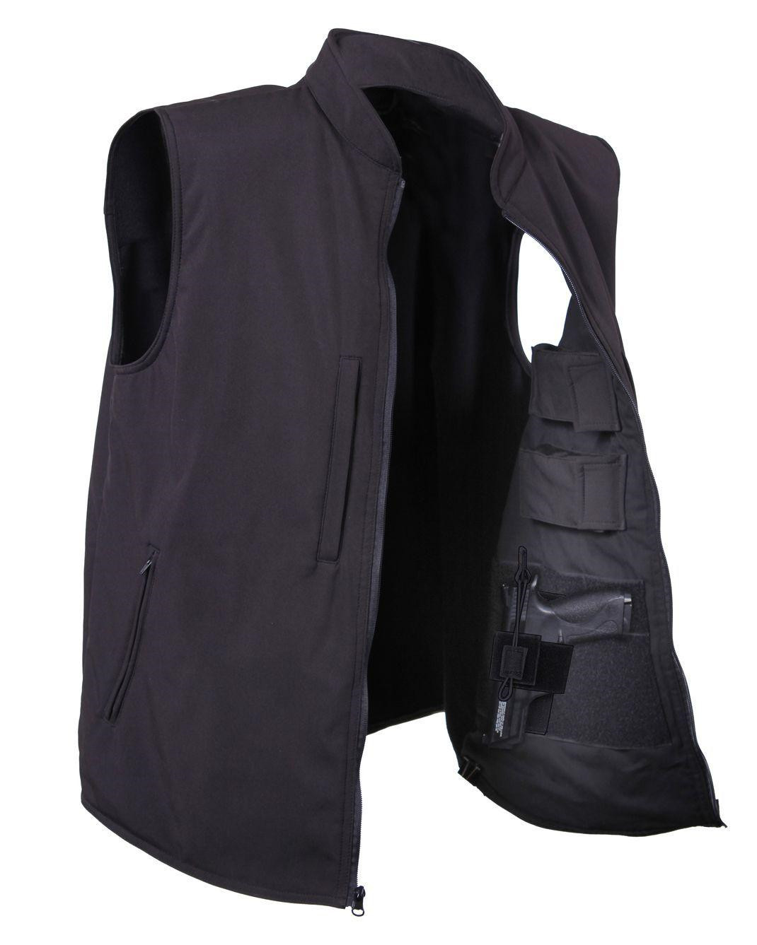 Rothco Soft Shell Vest m. Skjultopbevaring (Sort, M)