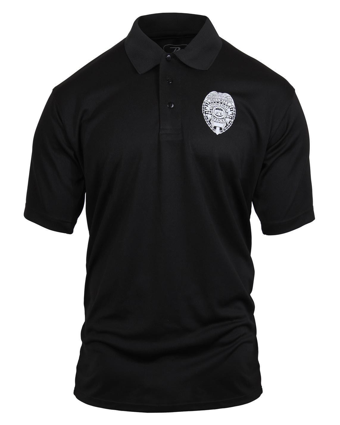 9: Rothco Svedtransporterende Polo T-shirt - 'Security' (Sort, XL)