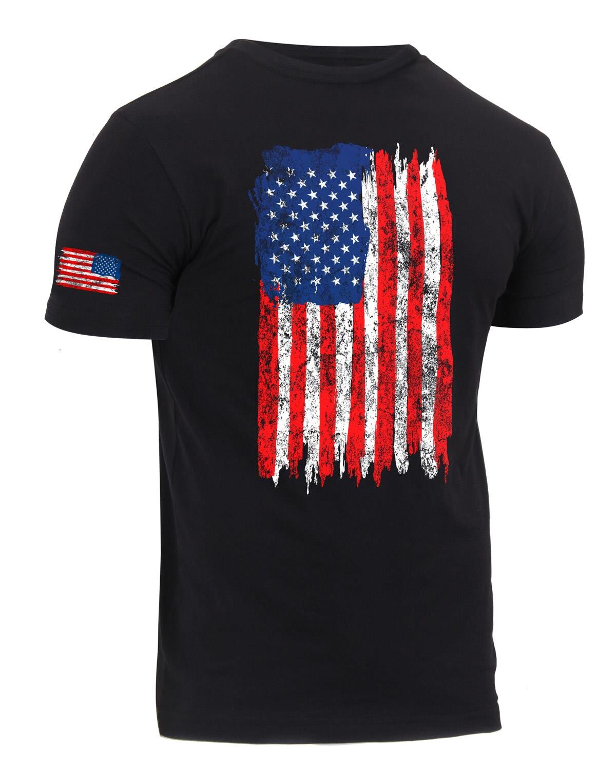 Rothco T-shirt - 'Distressed US Flag', Athletic Fit (Rød / Hvid / Blå, S)