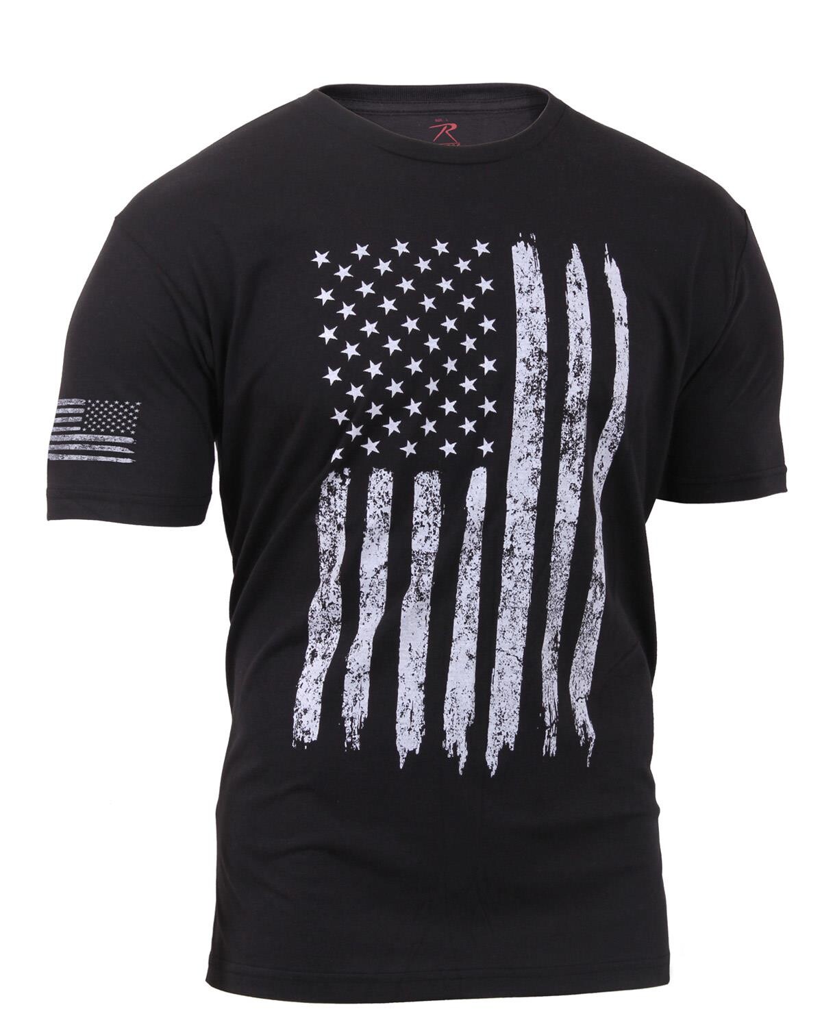 Rothco T-shirt - 'Distressed US Flag', Athletic Fit (Sort, 3XL)