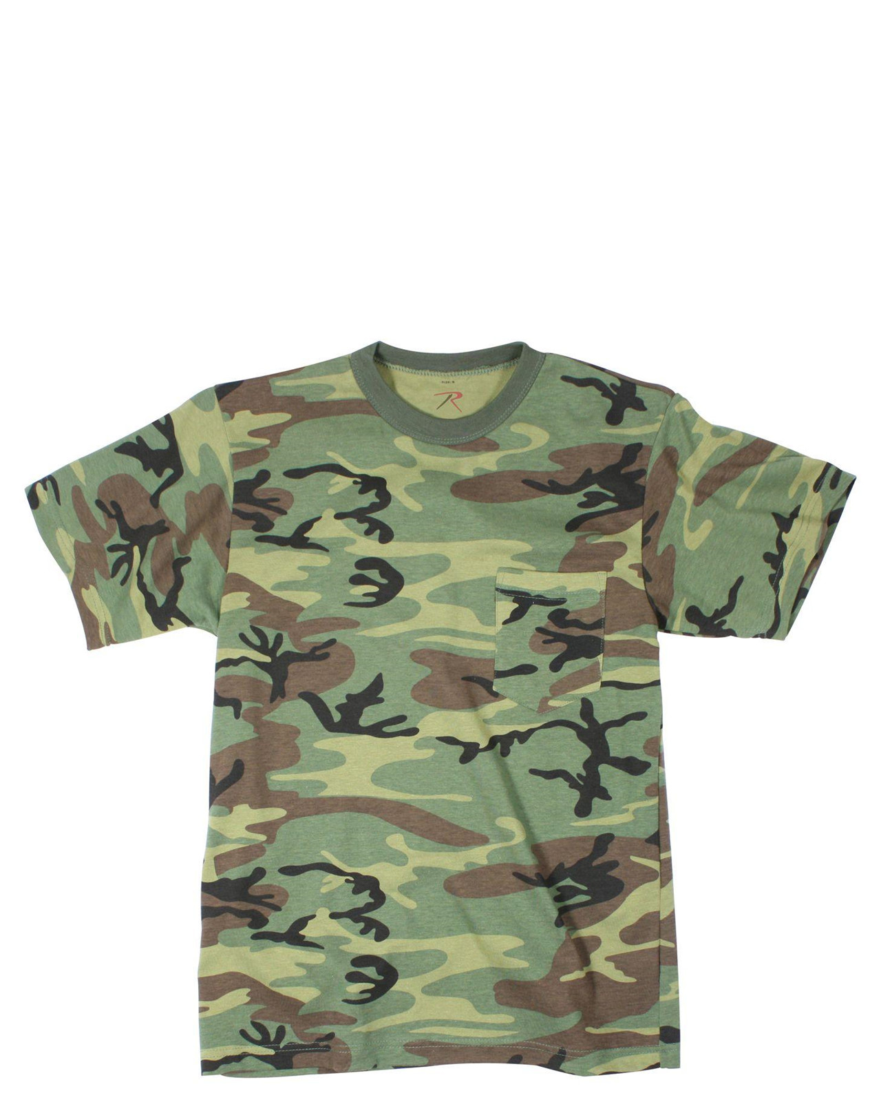 #2 - Rothco T-Shirt m. Brystlomme (Woodland, XL)