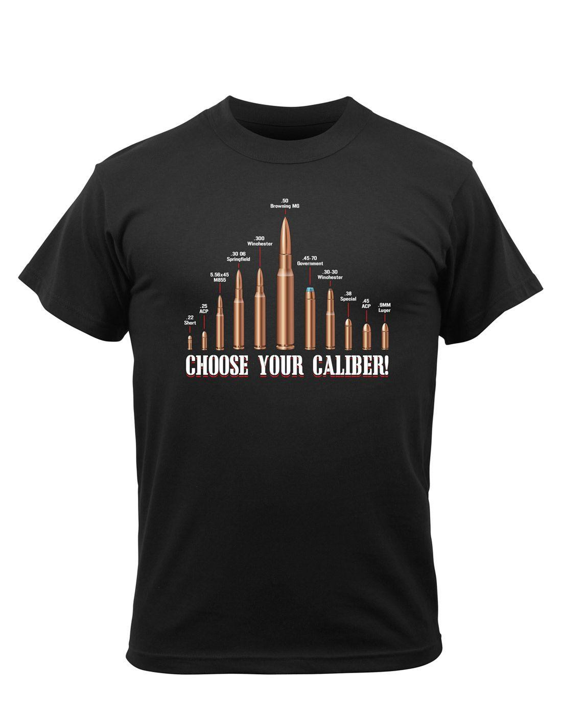 Rothco T-shirt m. 'CHOOSE YOUR CALIBER' (Sort, S)