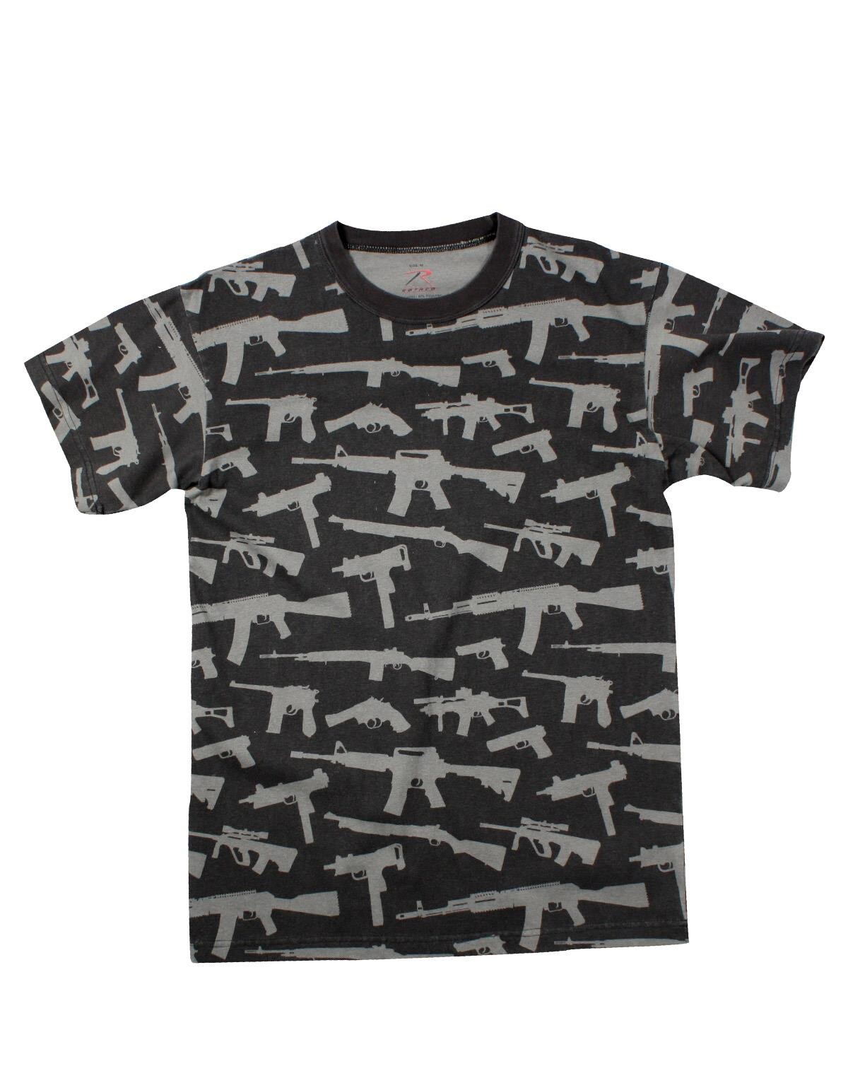Rothco T-Shirt m. Gunprint (Sort m. Pistol-print, M)