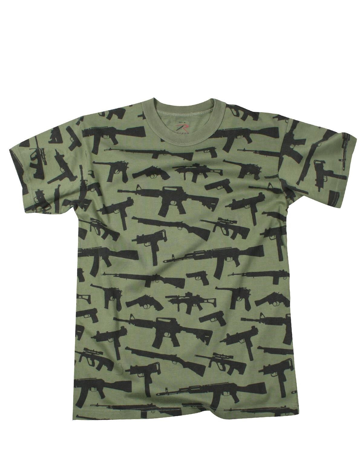 Rothco T-Shirt m. Gunprint (Oliven m. Guns, M)