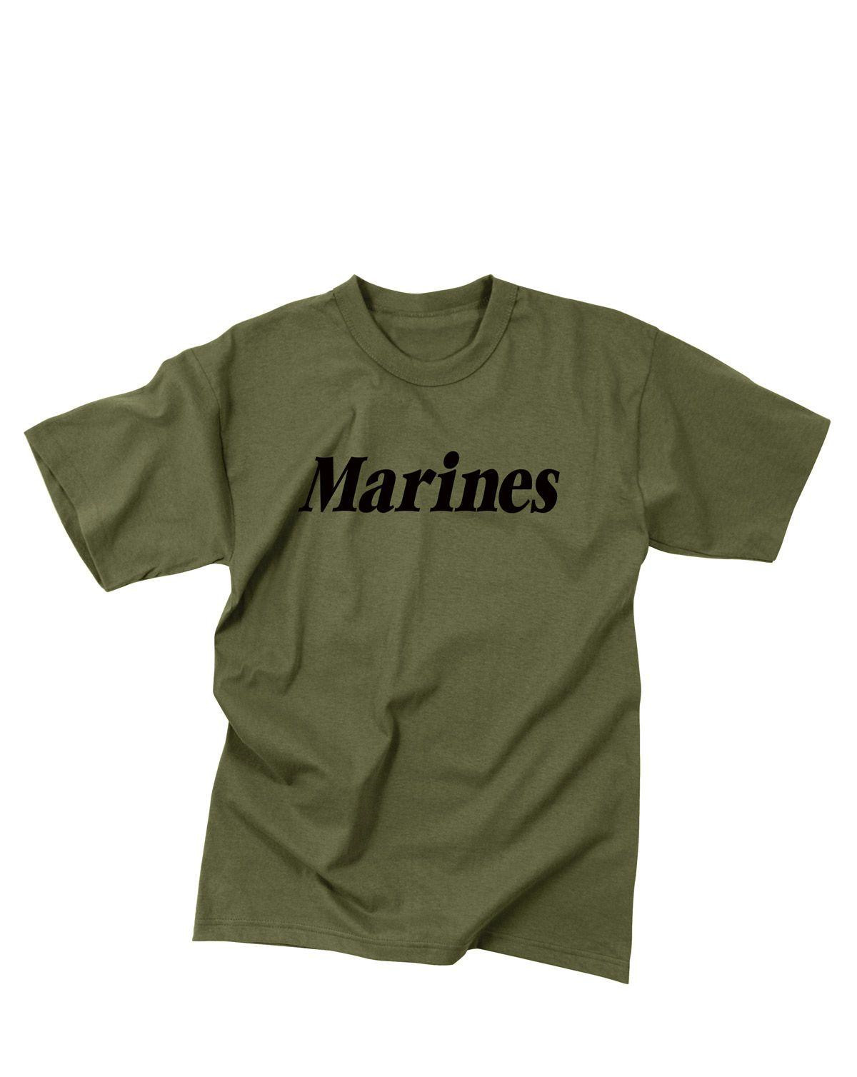 Rothco T-shirt m. Tryk (Oliven m. Marines, 158-164 / XL)