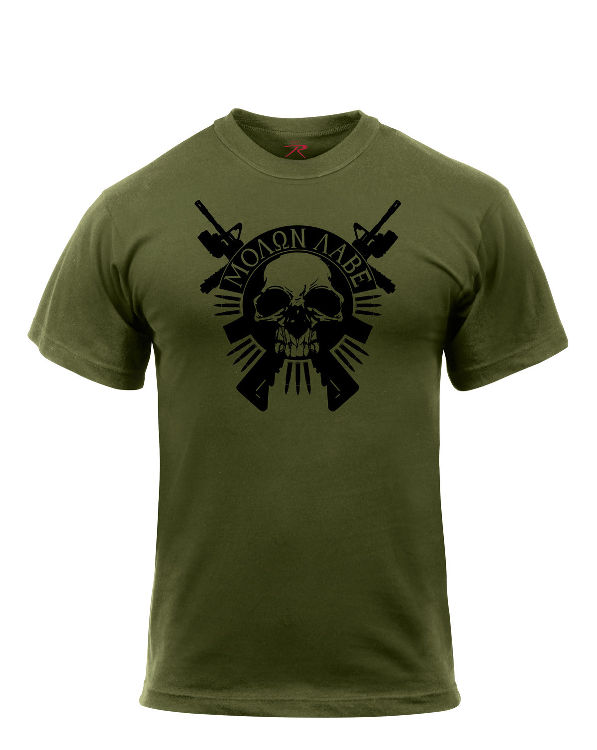 Rothco T-Shirt - 'Molon Labe Skull' (Oliven, 2XL)