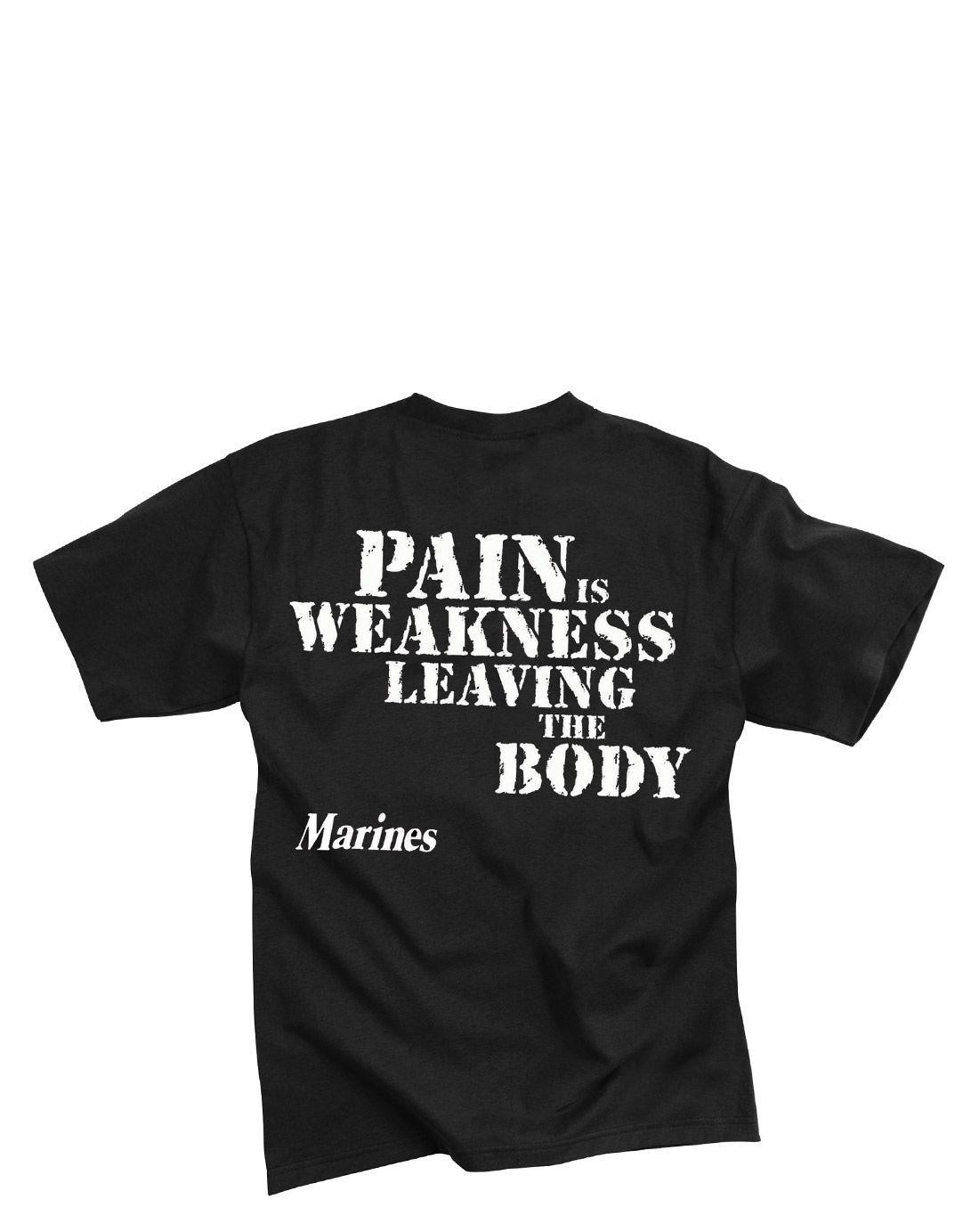 Rothco T-shirt - 'Pain is weakness leaving the body' (Sort, S)