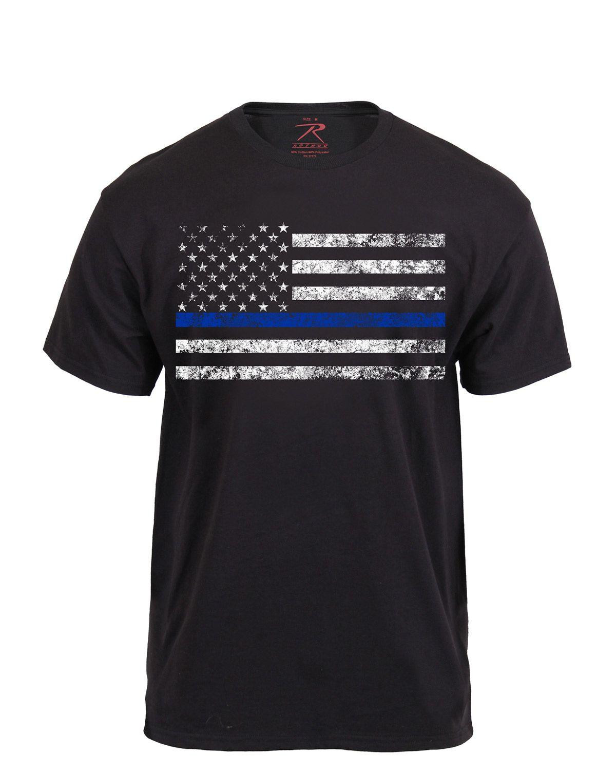Rothco T-Shirt - Thin Blue Line (Sort, L)