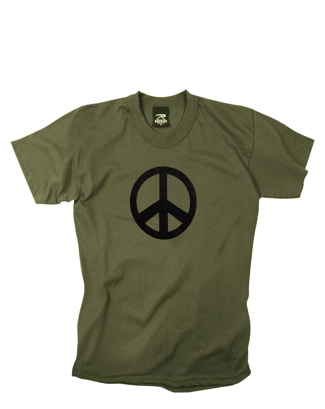 Billede af Rothco T-shirts - &#39;Peace&#39; (Oliven m. Peace, 2XL)