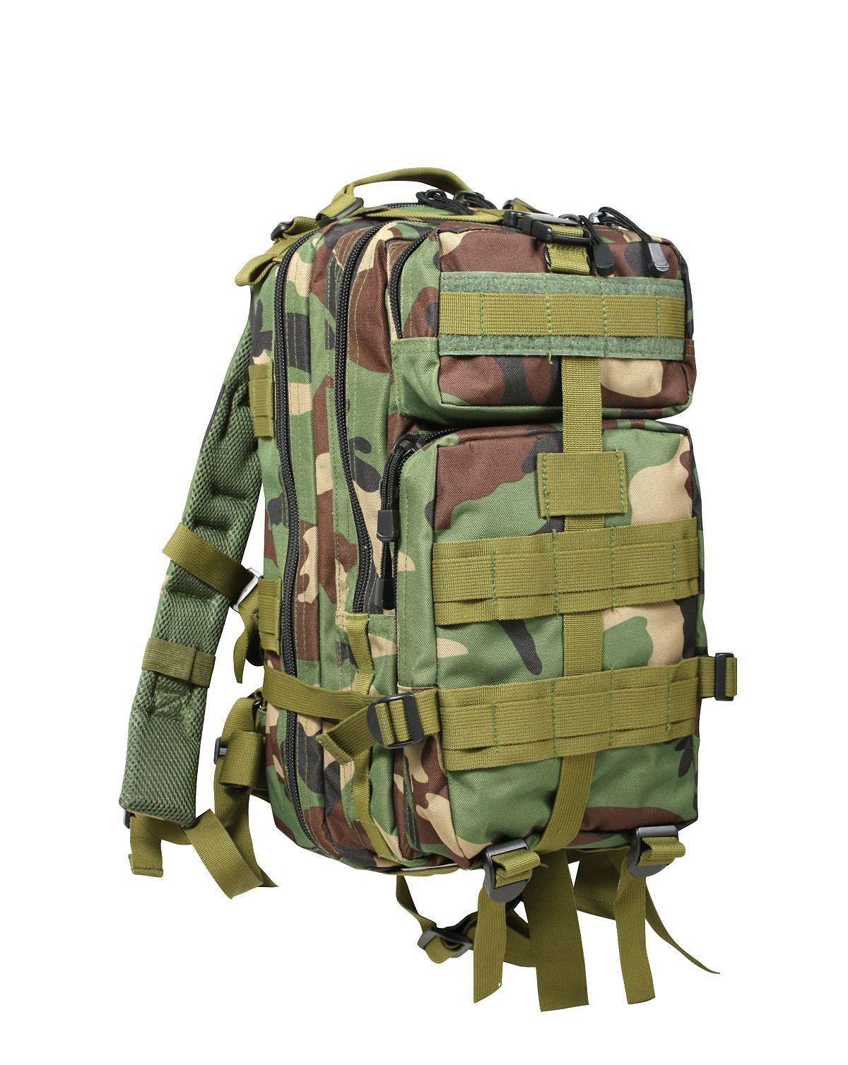 8: Rothco Transport Rygsæk m. MOLLE - 25 liter (Woodland, One Size)