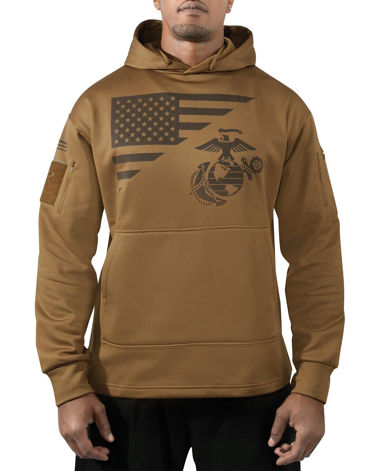 4: Rothco US Flag Concealed Carry Hoodie (Coyote Brun, S)
