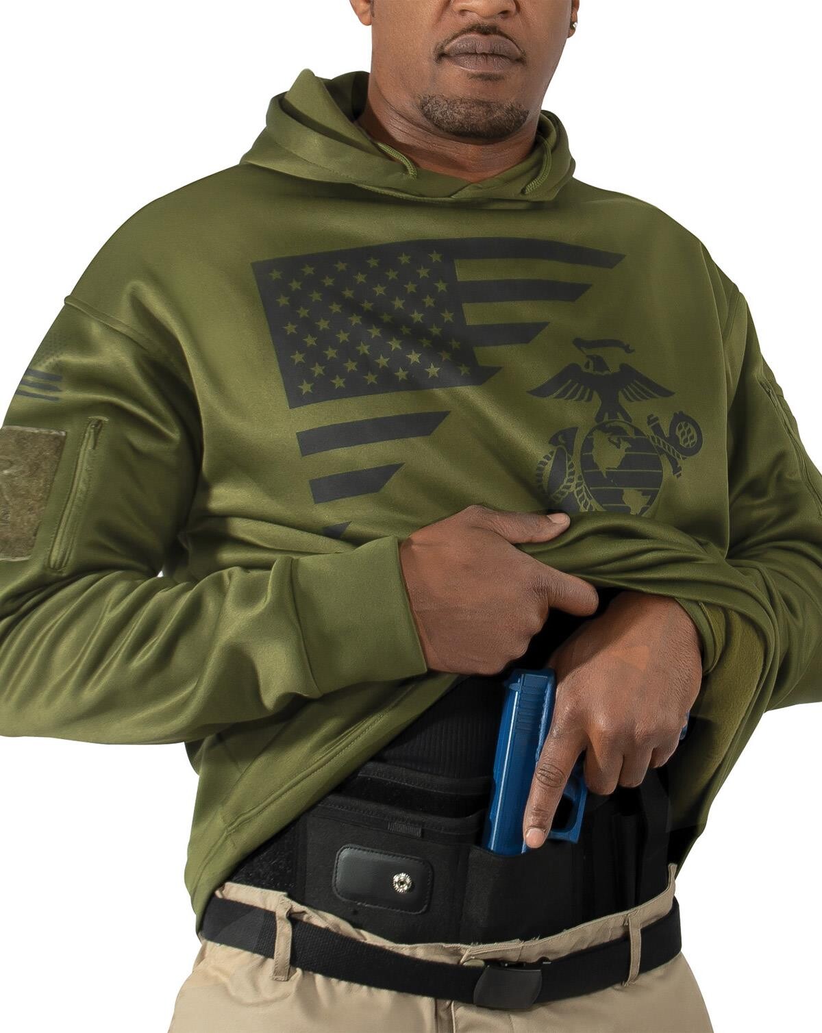 8: Rothco US Flag Concealed Carry Hoodie (Oliven, 3XL)