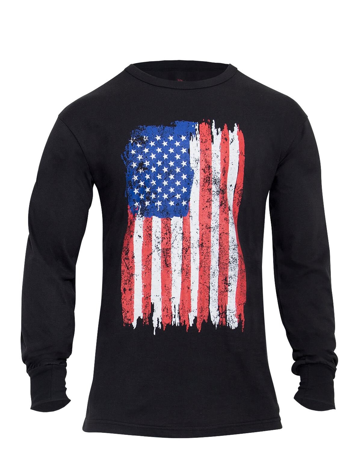 #3 - Rothco US Flag Long Sleeve T-Shirt (Black / Red / black, L)