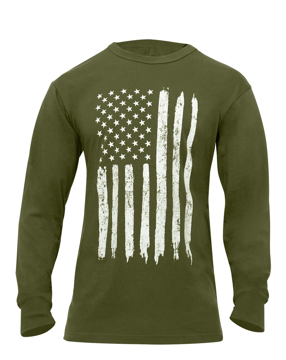 Rothco US Flag Long Sleeve T-Shirt (Oliven, L)