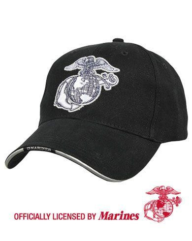 Rothco USMC Baseball Cap (Sort / Sølv, One Size)