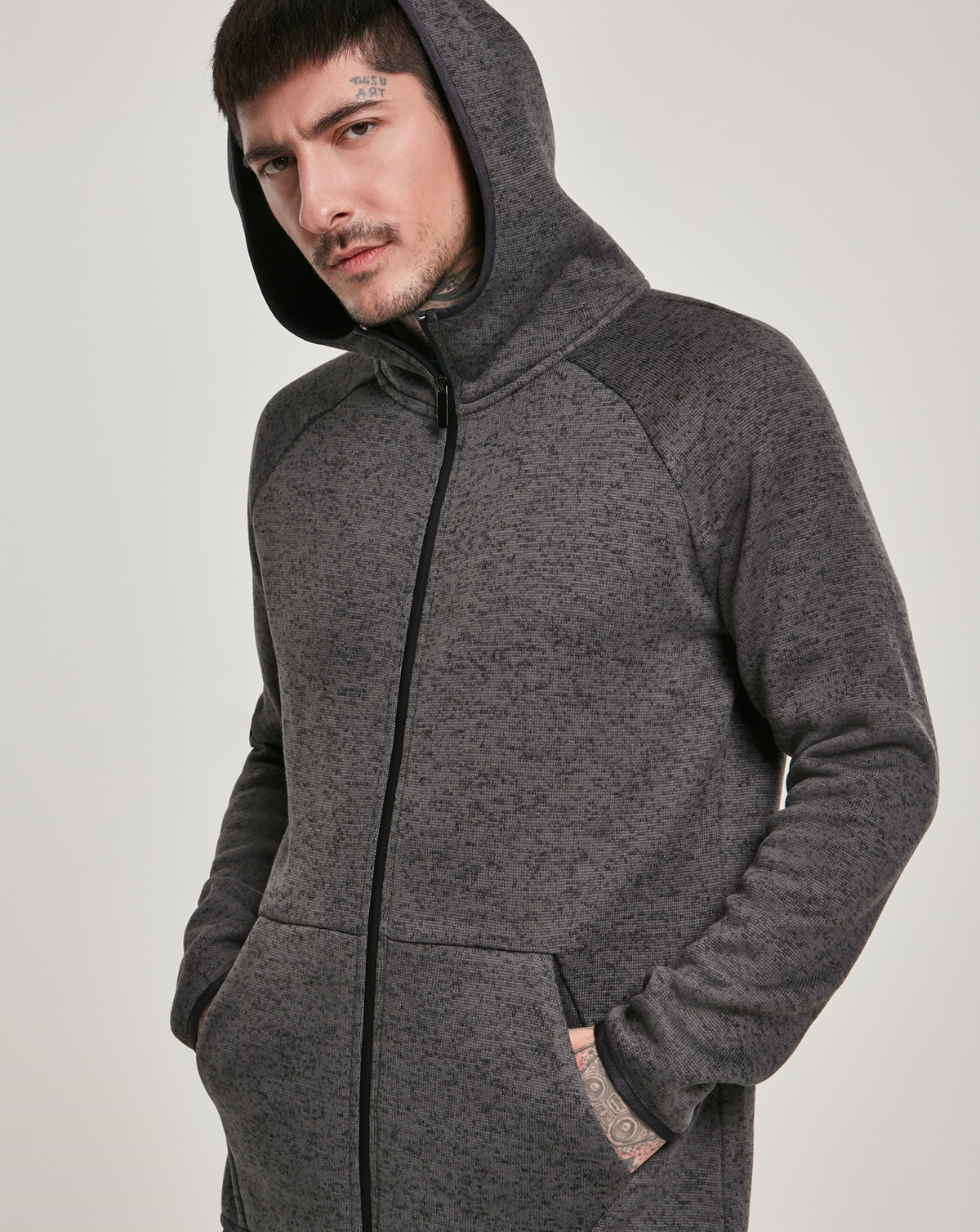 Urban Classics Knit Fleece Zip Hoody (Charcoal, 3XL)