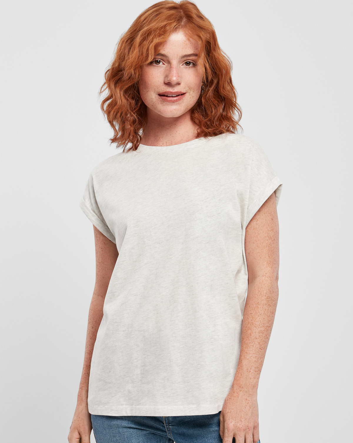 Urban Classics Ladies Extended Shoulder Tee (Lysegrå, XS)
