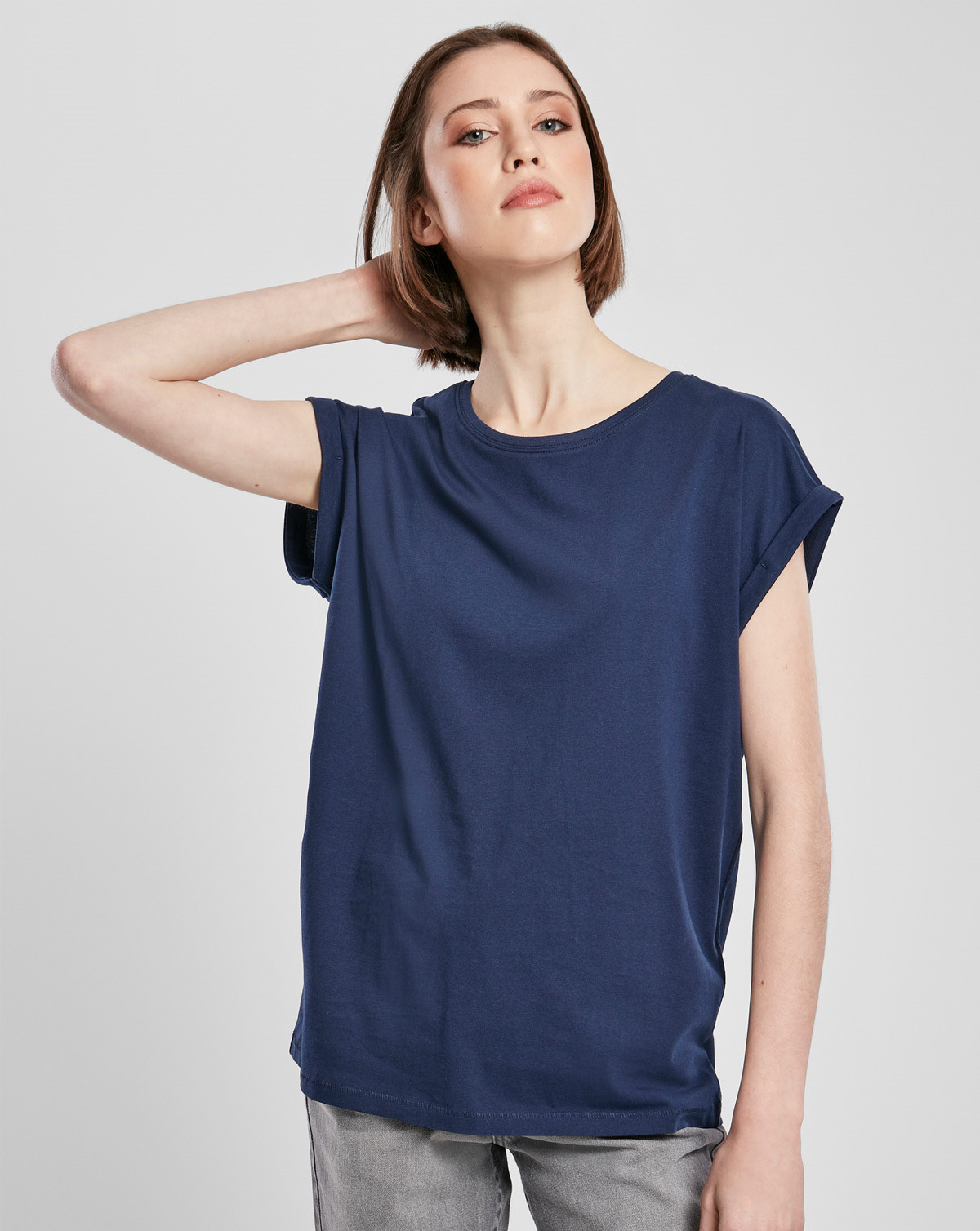 Urban Classics Ladies Extended Shoulder Tee (Mørkeblå, XL)