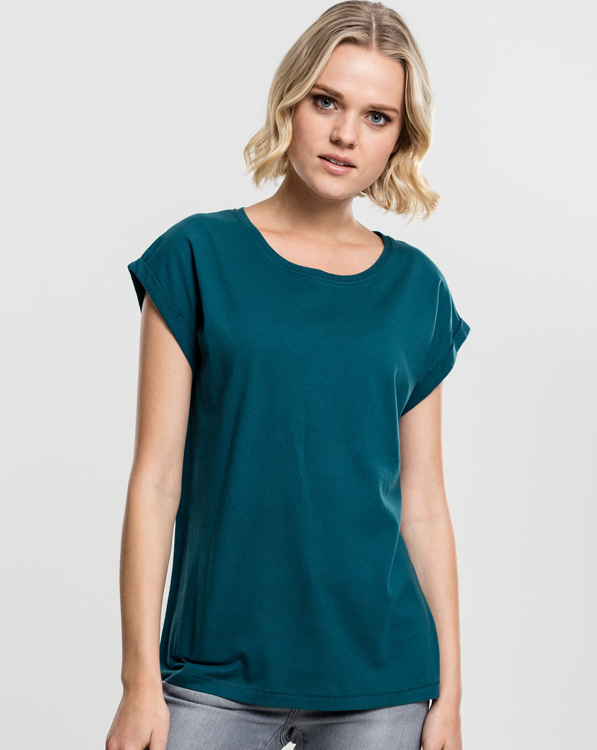 Urban Classics Ladies Extended Shoulder Tee (Teal, XS)