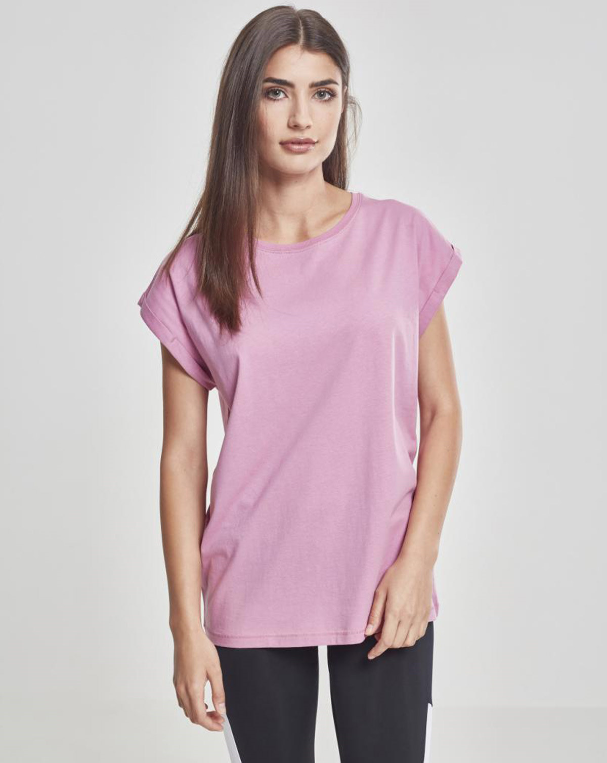 Urban Classics Ladies Extended Shoulder Tee (Cool Pink, M)