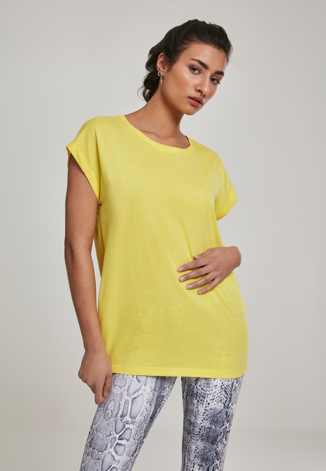 Urban Classics Ladies Extended Shoulder Tee (Bright Yellow, S)