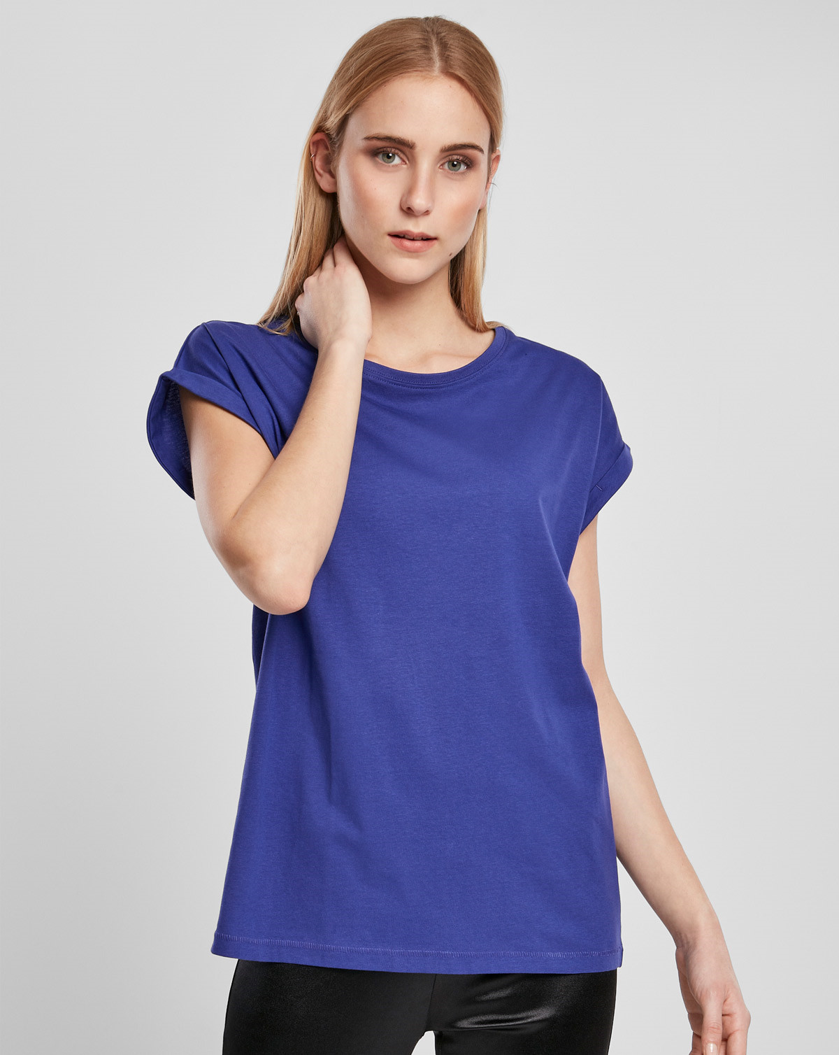 Urban Classics Ladies Extended Shoulder Tee (Blue Purple, XL)