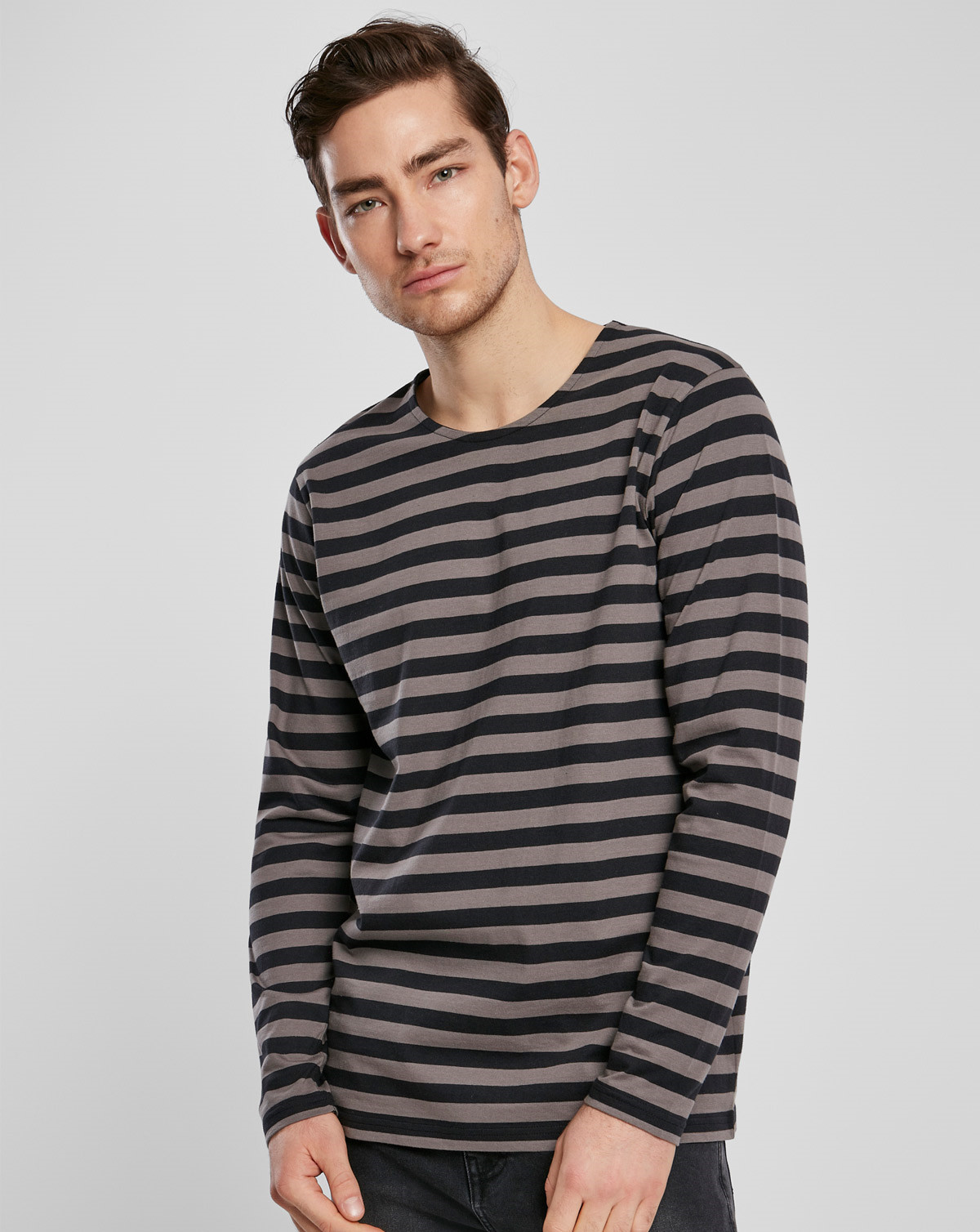 Urban Classics Regular StripeLong Sleeve T-Shirt (Asphalt / Black, S)